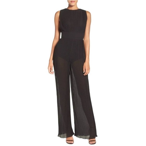Misha black Larissa pleated jumpsuit - Picture 1 of 13